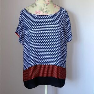 Vince Camuto Blue and White Boxy Blouse